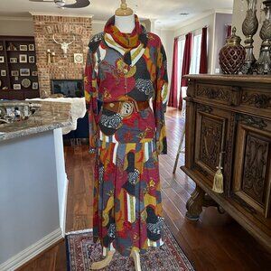 Vintage Lisa Moda Wool Blend Abstract 80s Skirt Top Set Sz 44 US M/L